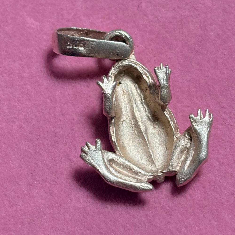 Sterling Silver Frog Pendant on a sterling silver chain - Picture 2 of 3